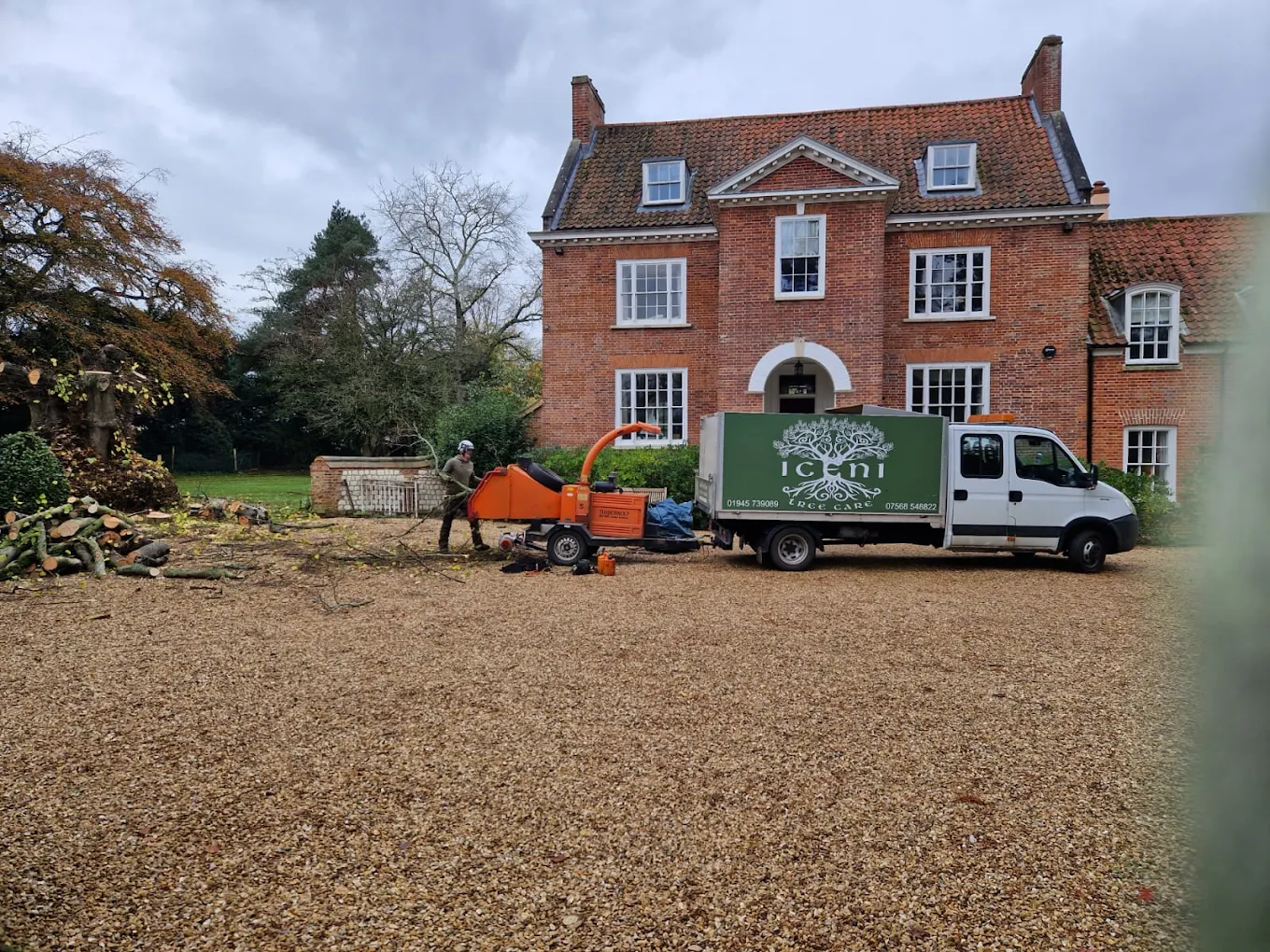 Iceni Tree Care van on site at a country estate in Norfolk